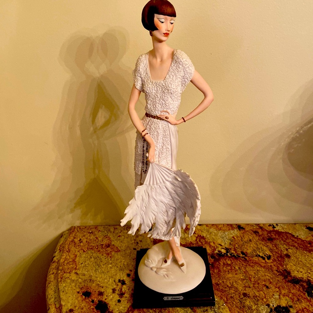 Lady With White Feather Fan